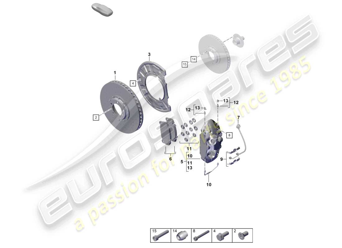 porsche 2024 (992-2) freno a disco pccb assale anteriore diagramma delle parti
