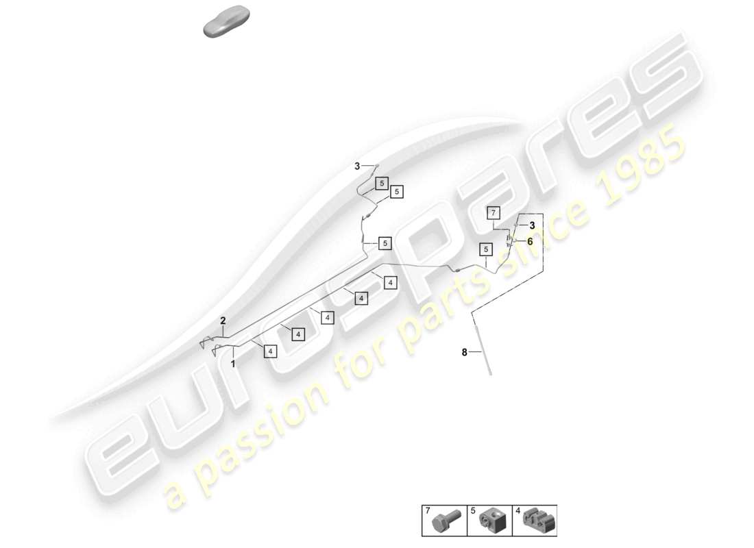 porsche 2021 (992-1 turbo / s) centro della linea del freno sottoscocca posteriore diagramma delle parti