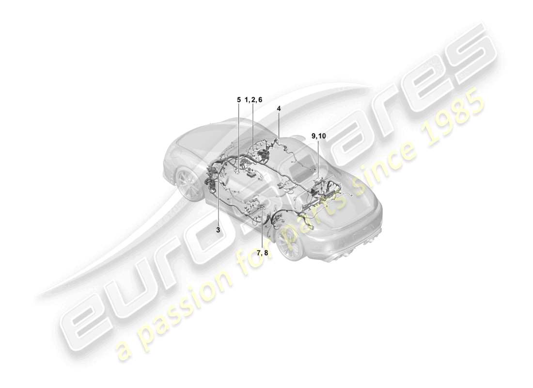 porsche 2023 (718 boxster spyder) cablaggi airbag per veicoli con cinture di sicurezza schema dei componenti