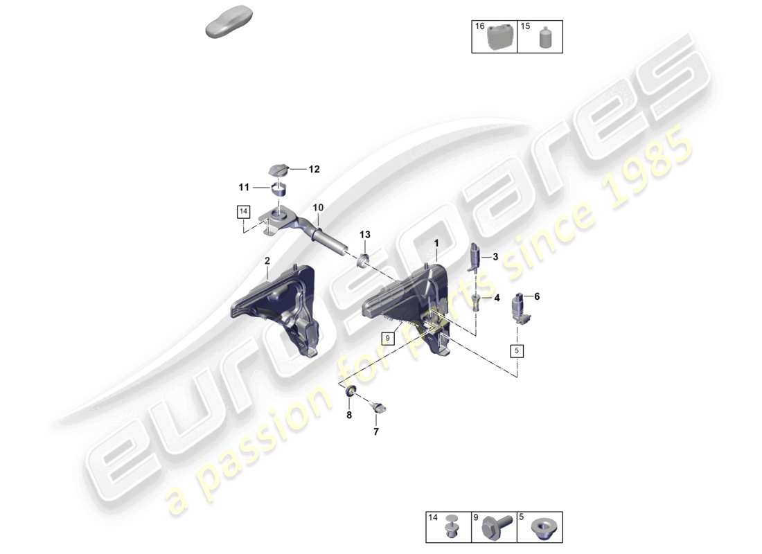 porsche 2026 (cayenne e3 pa) sistema rondella serbatoio del liquido soluzione detergente per vetri schema delle parti