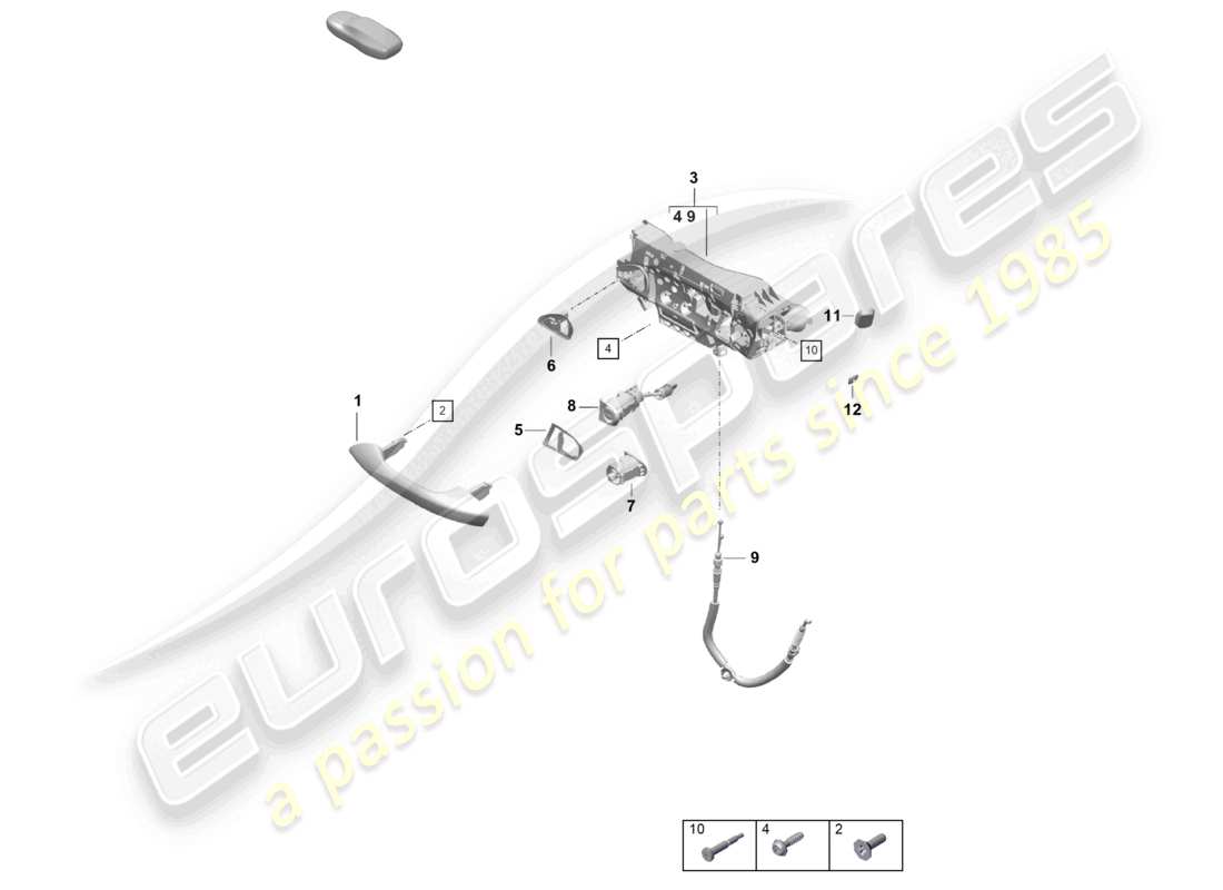 porsche 2021 (718 cayman gt4) maniglia della porta, diagramma delle parti esterne