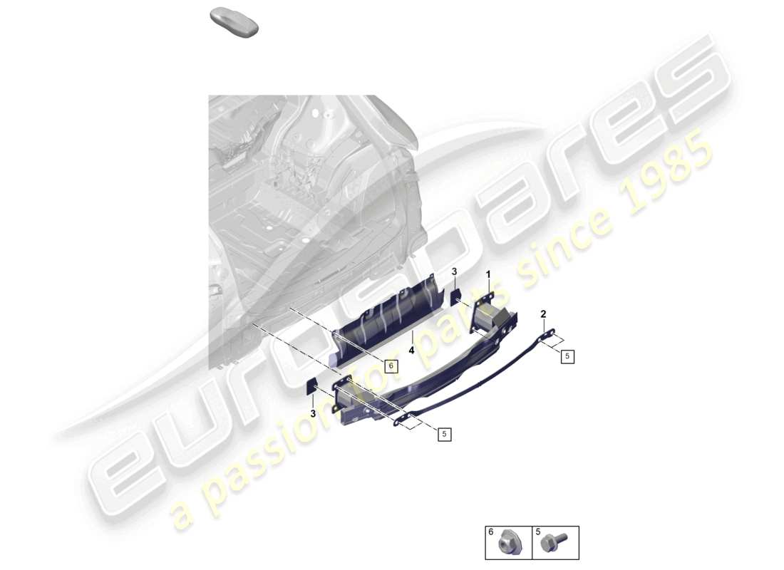porsche 2025 (cayenne e3 pa) supporto paraurti posteriore per veicoli dotati di impianto di scarico standard per la serie schema ricambi