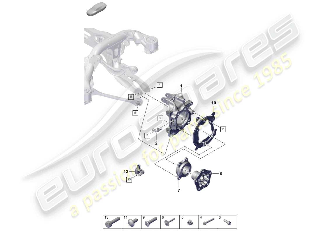 porsche 2026 (cayenne e3 pa) supporto ruota mozzo ruota diagramma delle parti