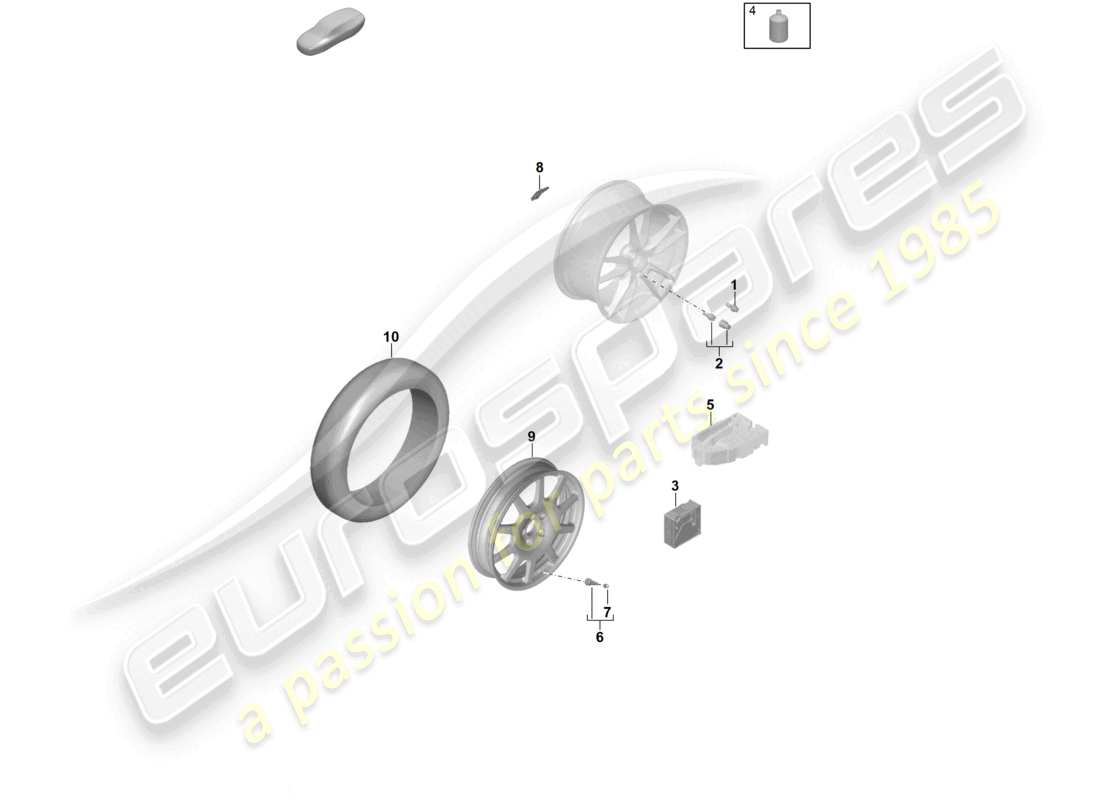 porsche 2025 (panamera 976) parti singole cerchio in lega diagramma delle parti