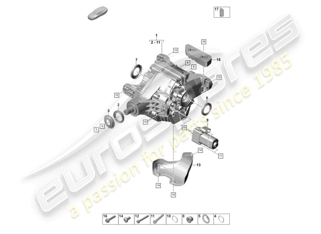 porsche 2026 (panamera 976) differenziale assale posteriore schema delle parti