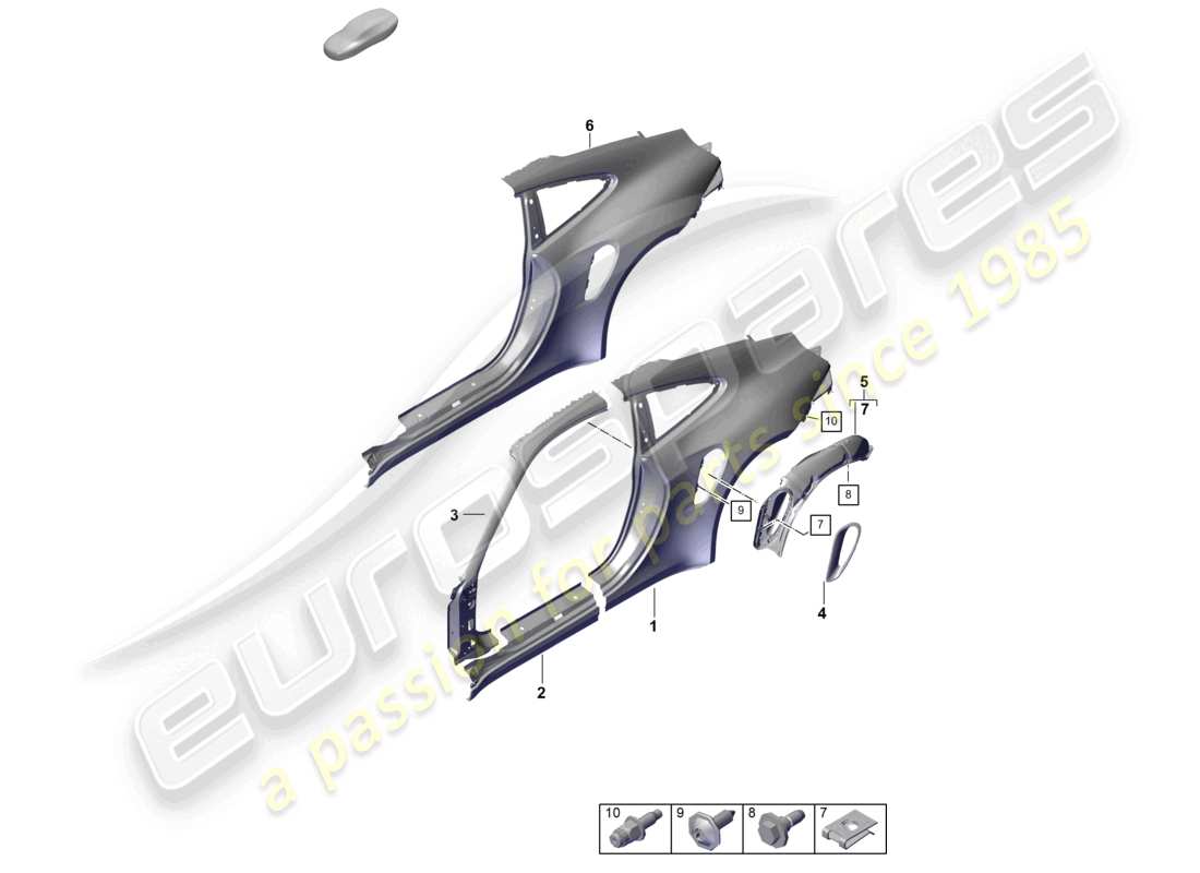 porsche 2022 (992-1 gt3/rs/st) parte laterale esterna gt3rs diagramma delle parti