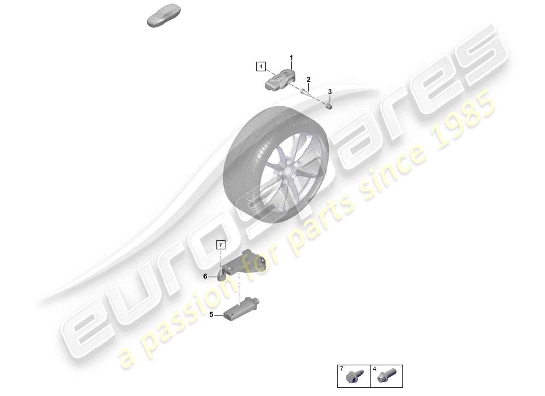 porsche 2021 (718 cayman gt4) sistema di controllo della pressione dei pneumatici diagramma delle parti