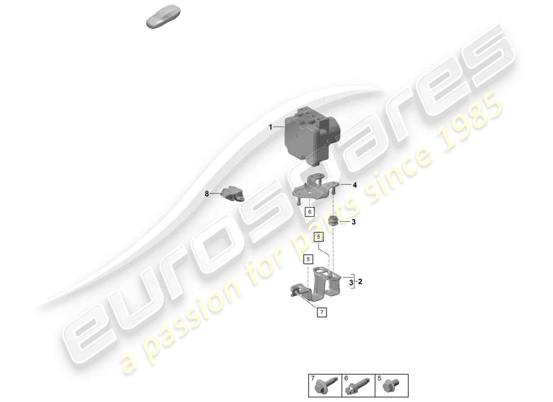 porsche 2021 (718 cayman gt4) unità idraulica sistema frenante antibloccaggio -abs- schema delle parti