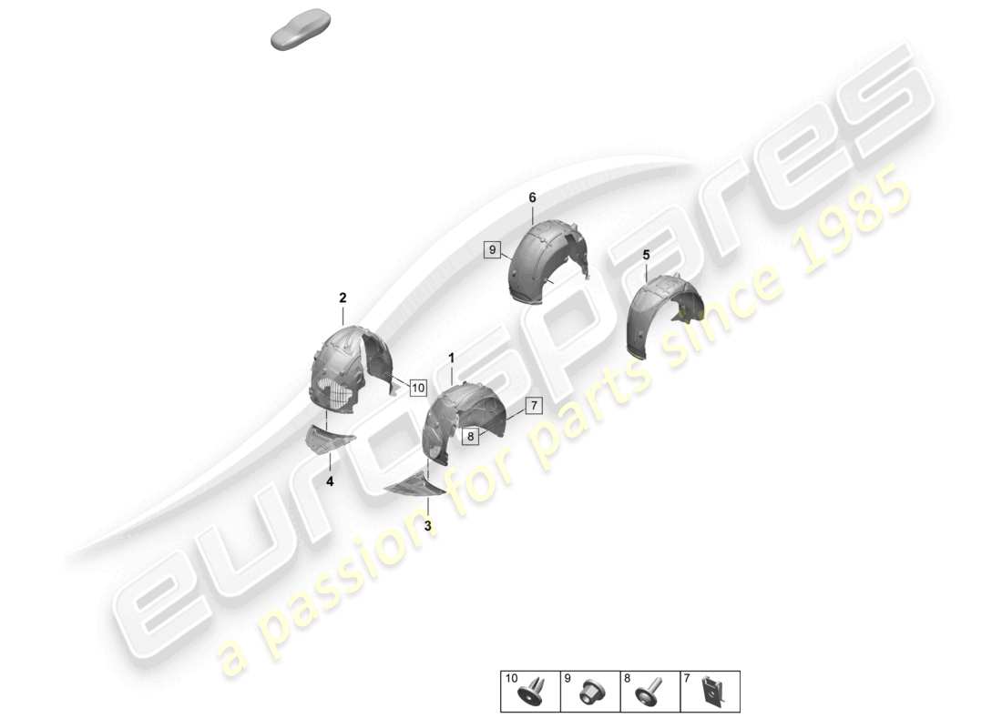 porsche 2026 (taycan 9j1-2) schema delle parti degli accessori del rivestimento del passaruota