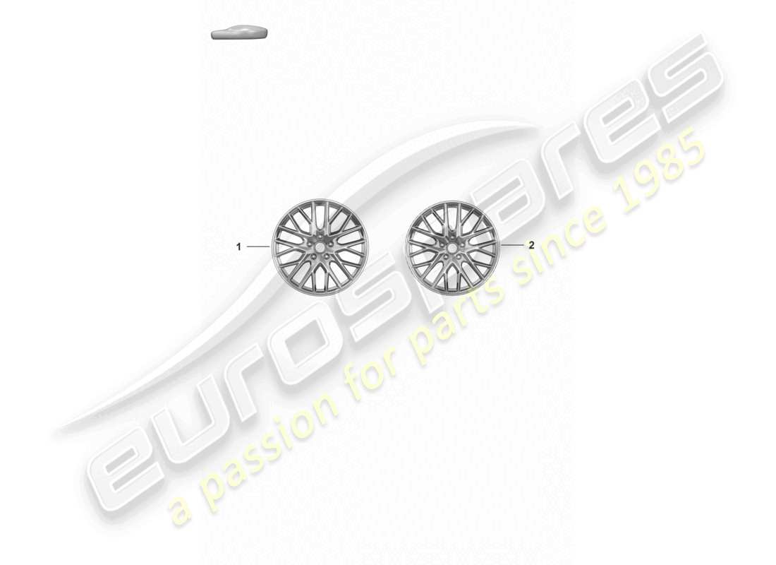 porsche 2024 (panamera 971-2) cerchio in lega 21 per pneumatici invernali *nessuna funzione 'fi' possibile a seconda dei diversi design dei cerchi offerti, i cerchi si trovano nel catalogo dei pezzi di ricambio del veicolo corrispondente (gamma franco fabbrica) o nel catalogo degli equipaggiamenti (accessori) schema dei pezzi