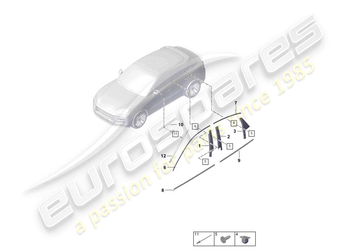 porsche 2026 (cayenne e3 pa) diagramma delle parti modanatura