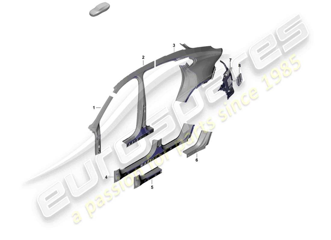 porsche 2025 (cayenne e3 pa) parte laterale esterna parte sezionale - pannello laterale coupé parte diagramma