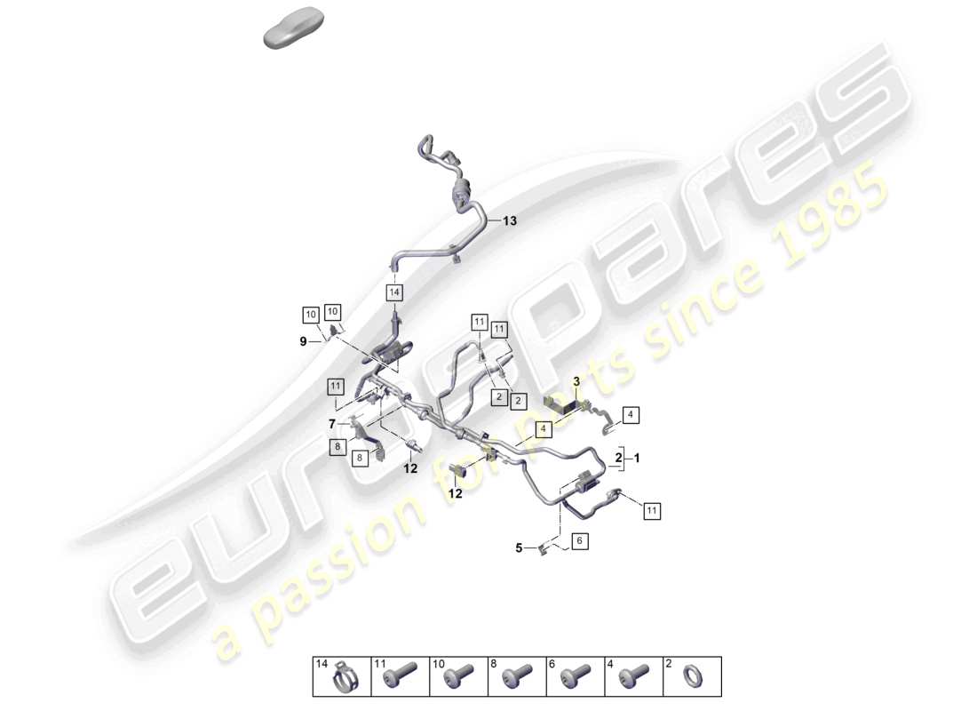 porsche 2025 (panamera 976) linea di sfiato ventilazione del serbatoio diagramma delle parti