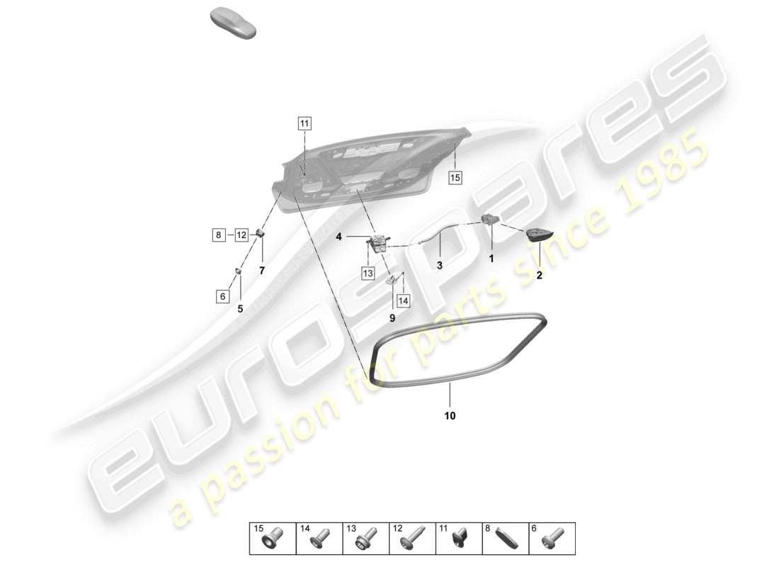 porsche 2026 (taycan 9j1-2) schema delle parti degli accessori del cofano posteriore