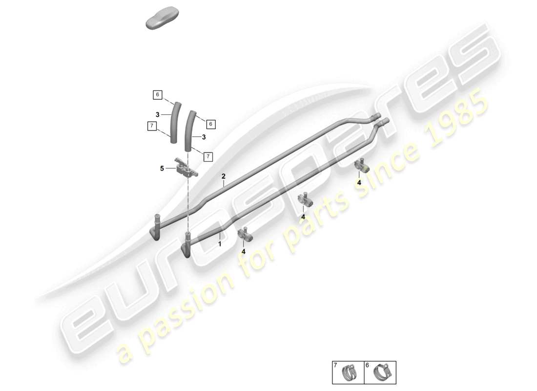 porsche 2025 (992-2 gt3) schema delle parti del tubo di raffreddamento del tunnel del sistema di riscaldamento e aria condizionata