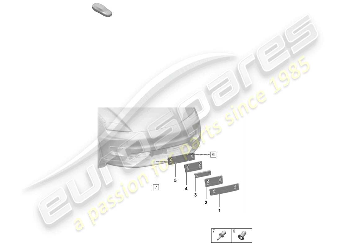 porsche 2025 (macan-e) schema delle parti anteriori del portatarga