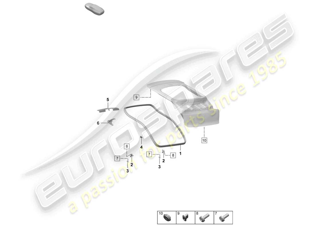 porsche 2025 (macan-e) accessori guarnizione coperchio posteriore schema delle parti