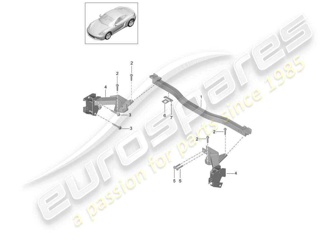 porsche 2024 (718 cayman) diagramma delle parti della traversa