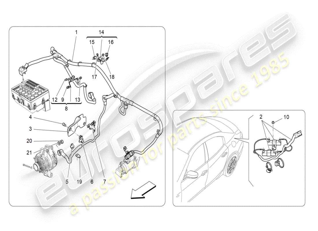 maserati ghibli (2019) schema delle parti del cablaggio principale