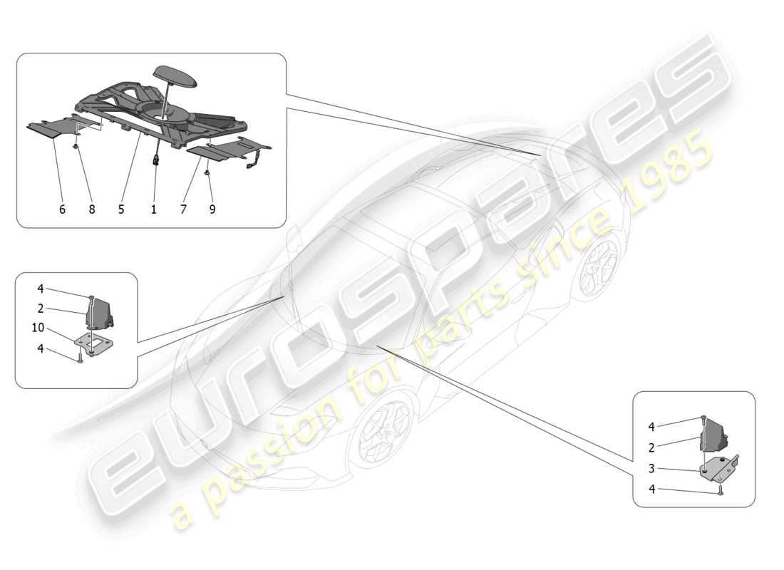 maserati mc20 cielo (2023) schema delle parti del sistema di ricezione e connessione