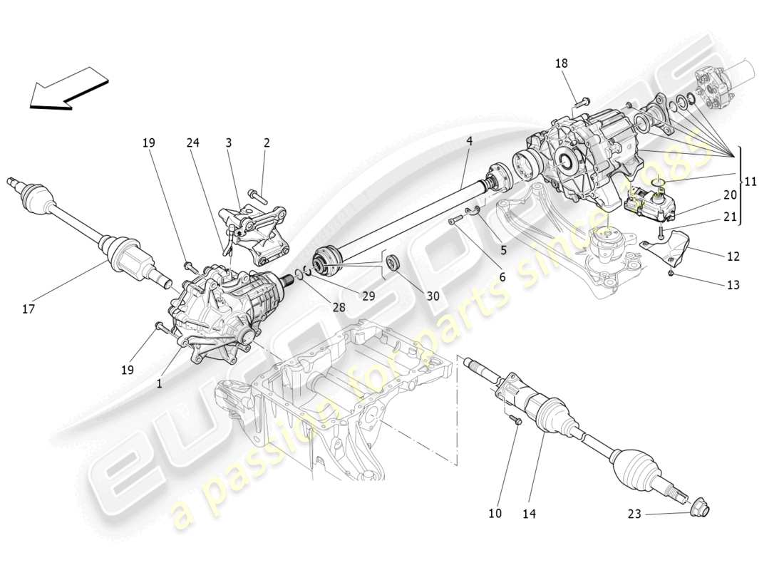 maserati levante gt (2022) trasmissione sulle ruote anteriori diagramma delle parti