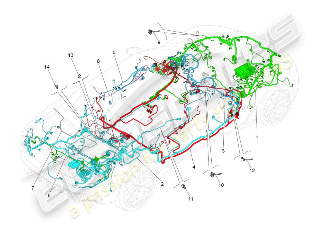 maserati grancabrio mc (2013) cablaggio principale diagramma delle parti