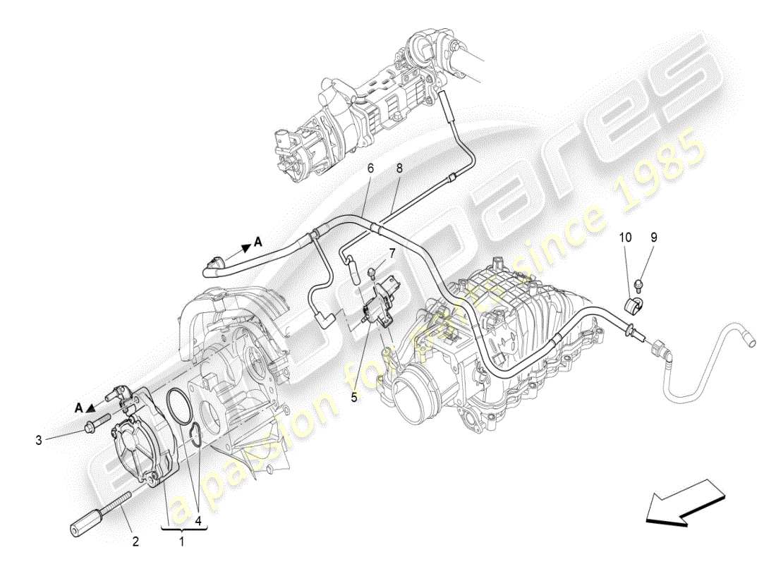 maserati ghibli (2019) diagramma delle parti del sistema d'aria aggiuntivo