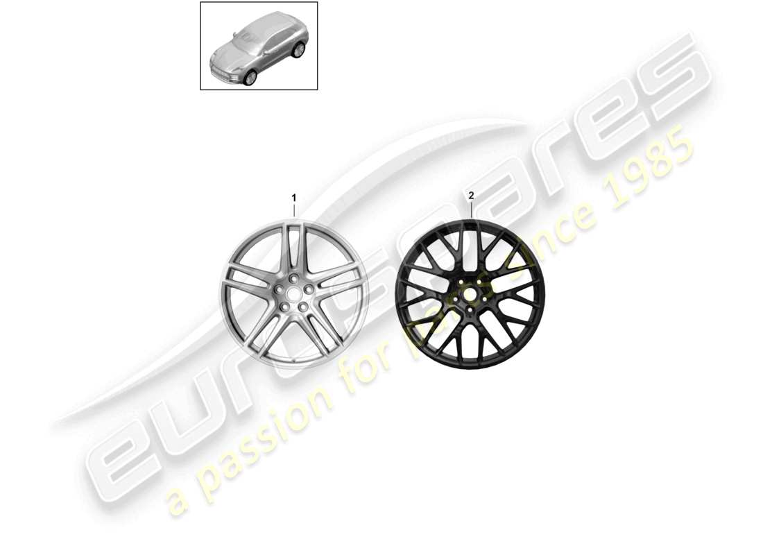 porsche 2021 (macan) cerchio in lega 20 diagramma delle parti