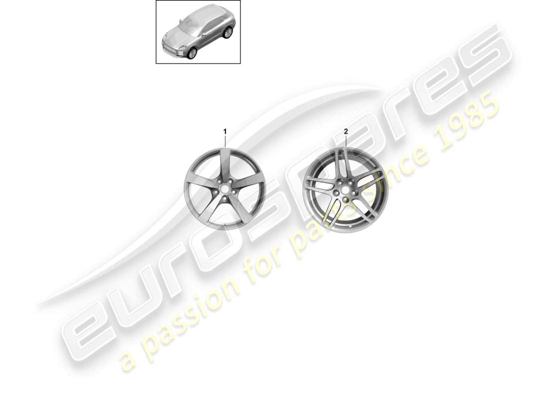 porsche 2021 (macan) cerchio in lega 18 diagramma delle parti