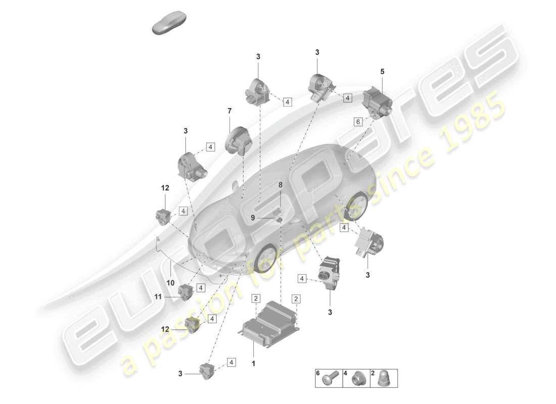 porsche 2020 (taycan 9j1-1) centralina per airbag sensore di impatto per airbag protezione pedoni schema delle parti
