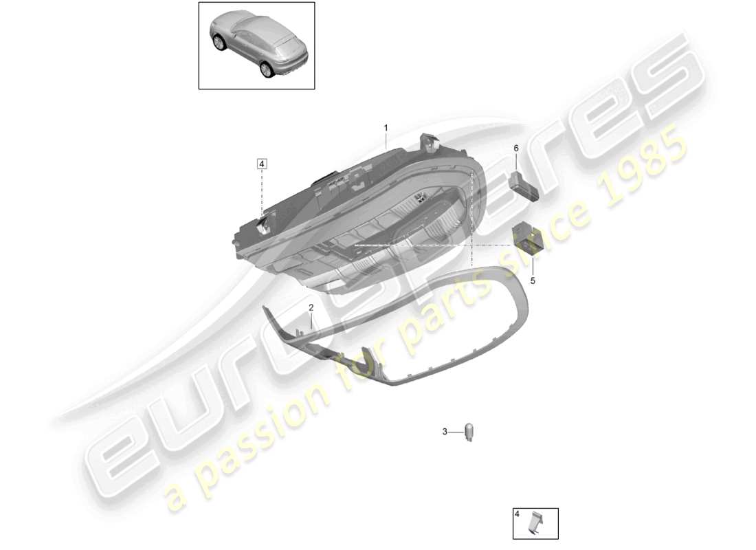 porsche 2021 (macan) tetto della console vedere il manuale dell'officina schema delle parti