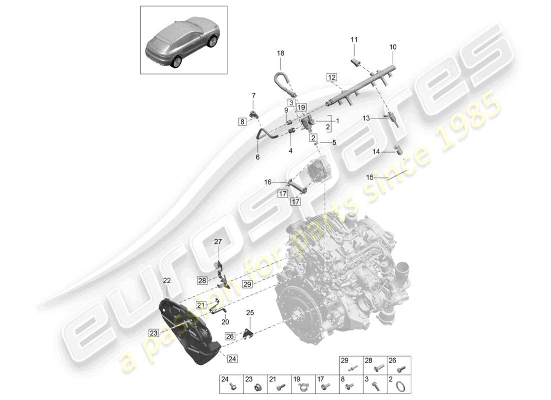 un diagramma delle parti dal catalogo delle parti porsche 2022 (macan)