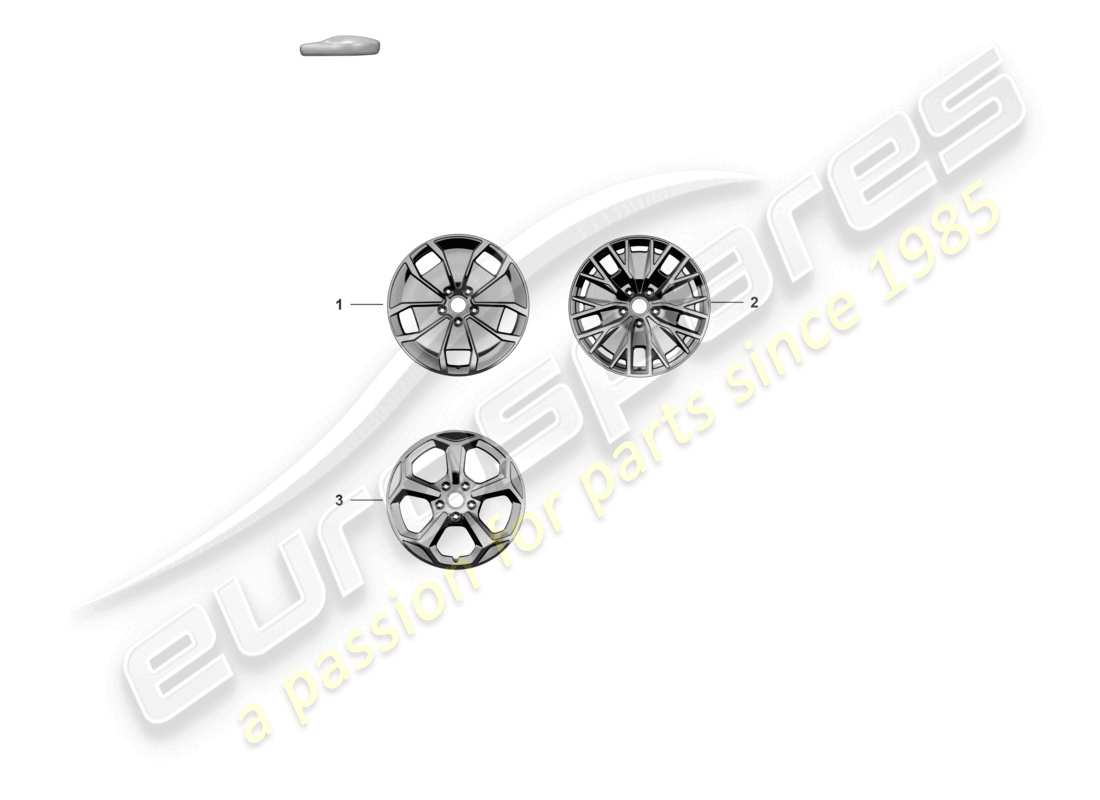 porsche 2020 (taycan 9j1-1) cerchio in lega 20 diagramma delle parti
