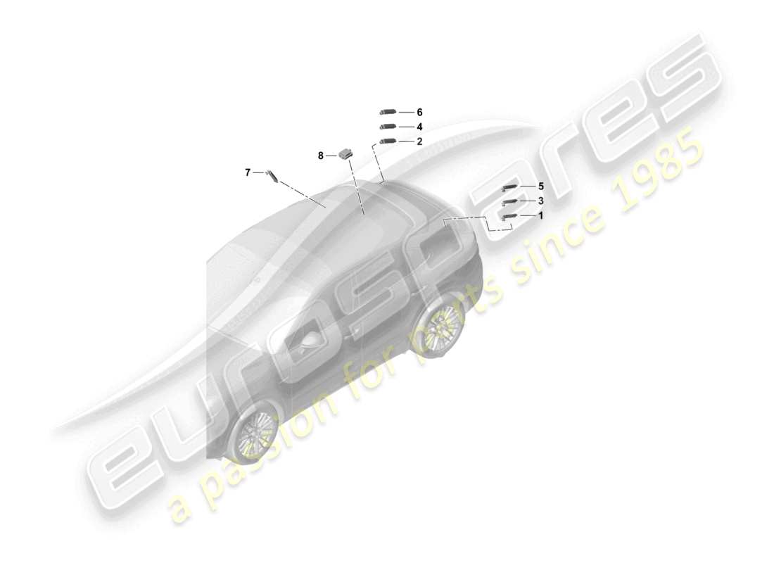 porsche 2021 (cayenne e3 9ya/9yb) amplificatore antenna linea di collegamento antenna linea di collegamento dati diagramma delle parti