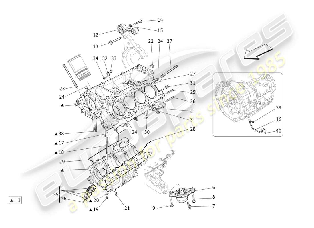 un diagramma delle parti dal catalogo delle parti maserati levante gts (2020)