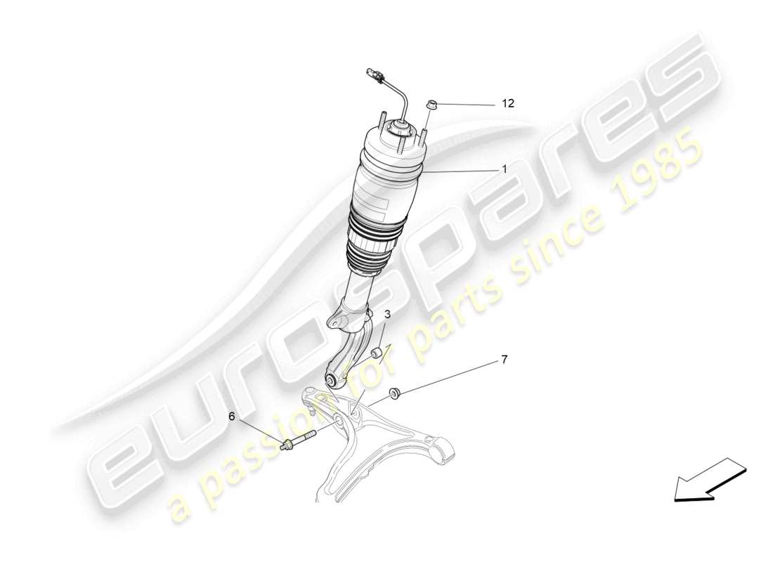 maserati levante (2020) diagramma delle parti dei dispositivi dell'ammortizzatore anteriore