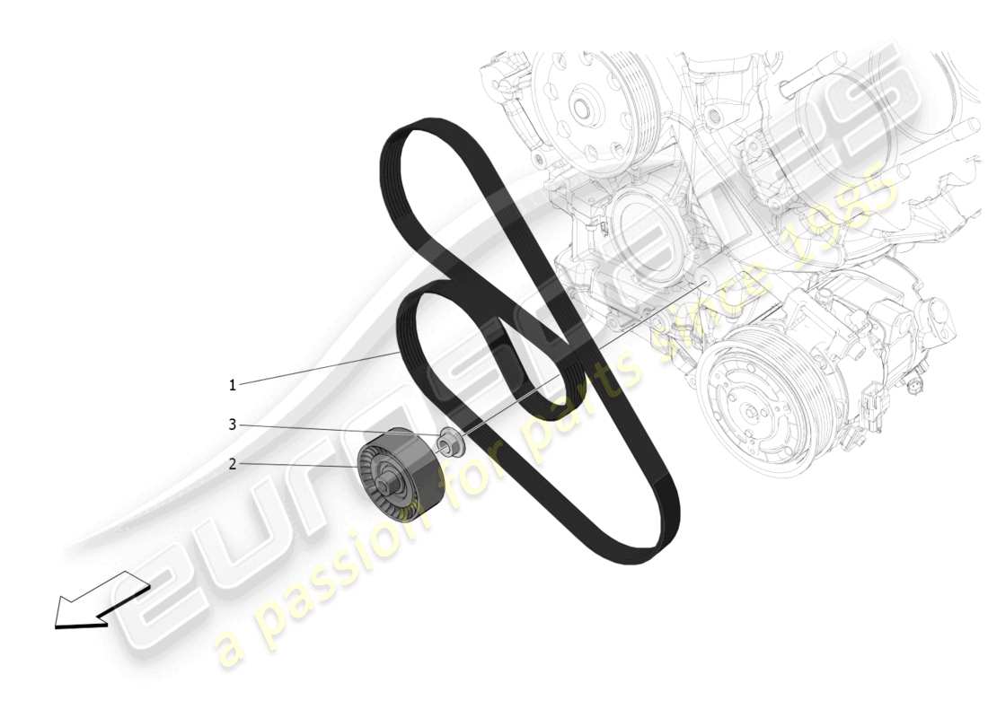 maserati mc20 (2023) cinture per dispositivi ausiliari diagramma delle parti
