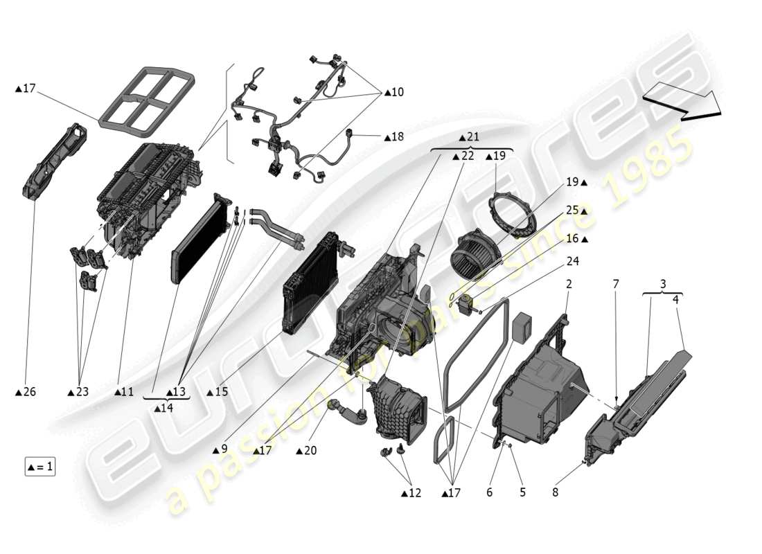 maserati mc20 (2023) unità a/c: dispositivi di cruscotto diagramma delle parti