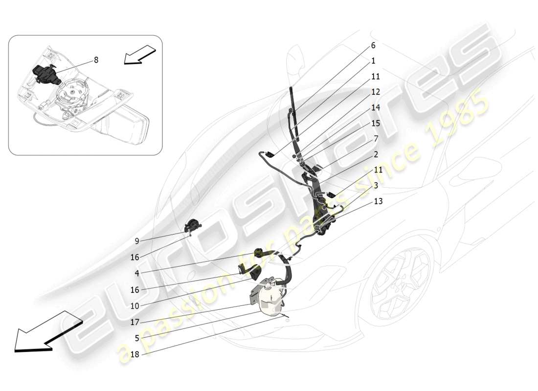 maserati mc20 (2023) dispositivi esterni al veicolo diagramma delle parti