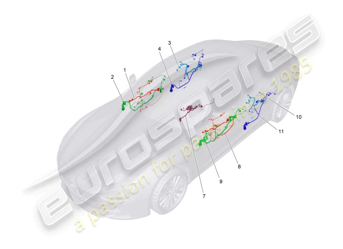 maserati ghibli (2018) schema delle parti del cablaggio principale