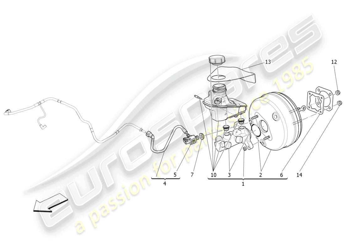 maserati ghibli (2018) diagramma delle parti del servosistema freno