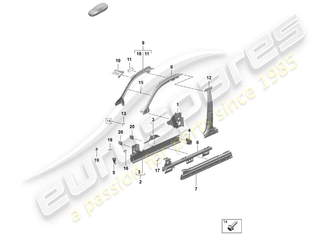 diagramma della parte contenente il codice parte 95c801117 ygrv