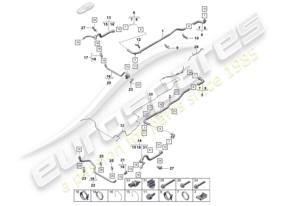 un diagramma delle parti dal catalogo delle parti porsche 2022 (718 boxster spyder)