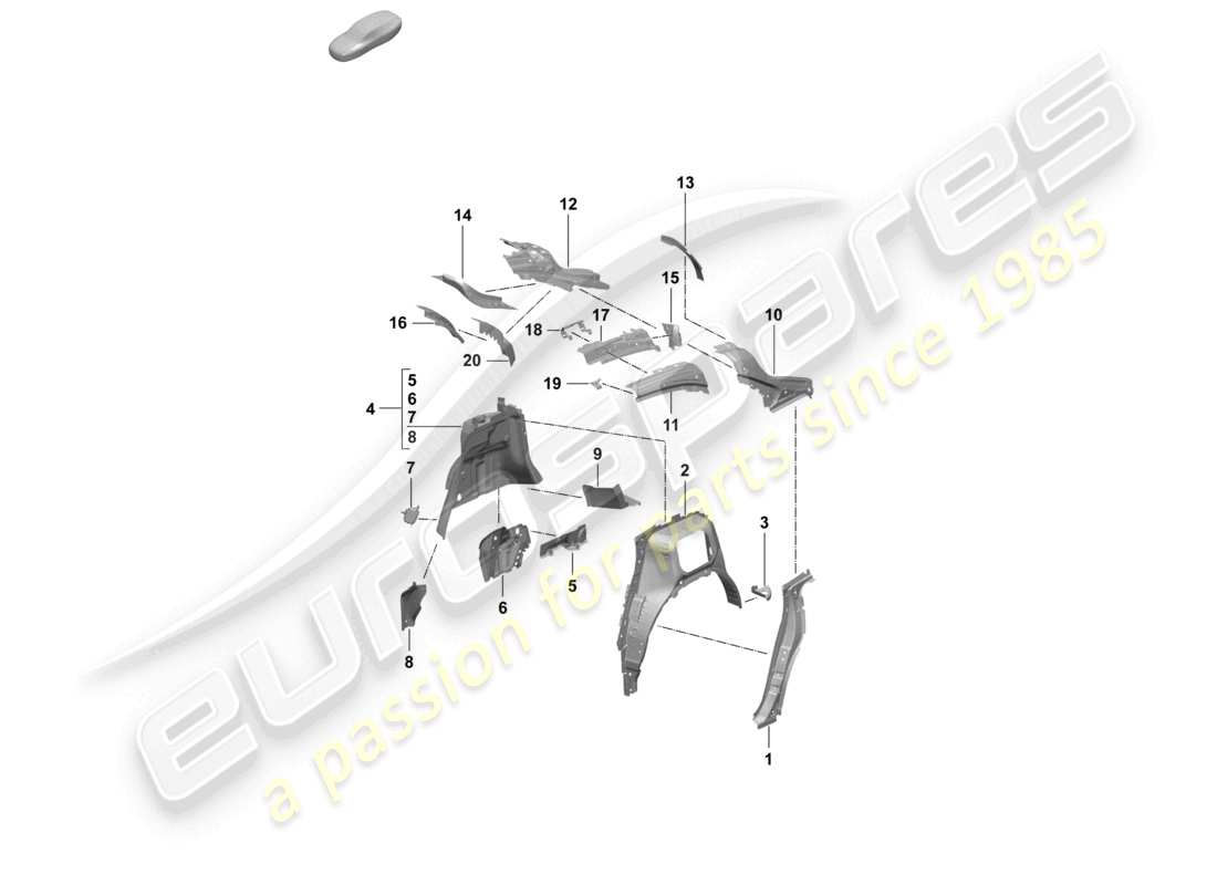 diagramma della parte contenente il codice parte 95c810392 ygrv