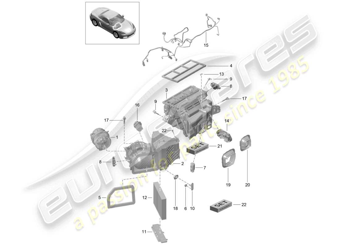 un diagramma delle parti dal catalogo delle parti porsche 2023 (718 boxster)