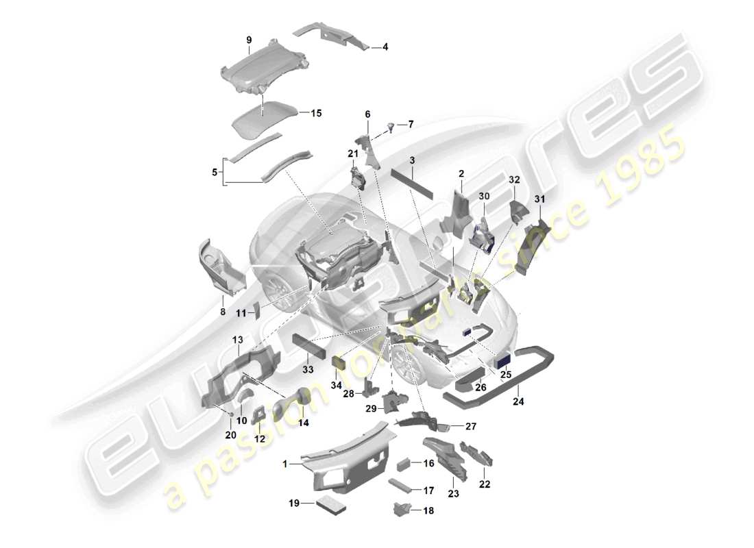 un diagramma delle parti dal catalogo delle parti porsche 2022 (718 boxster)