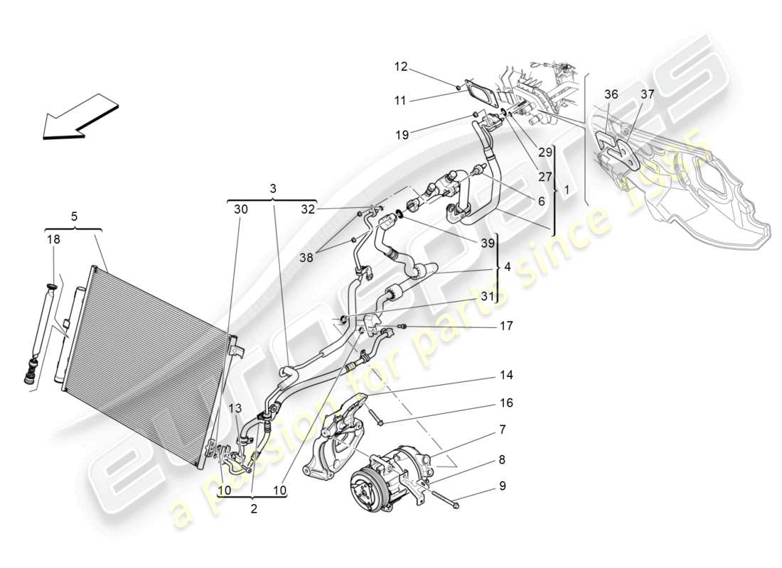 un diagramma delle parti dal catalogo delle parti maserati levante (2017)