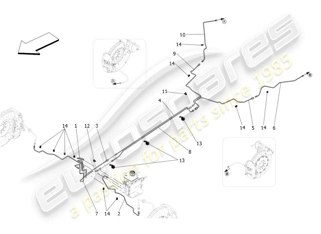 un diagramma delle parti dal catalogo delle parti maserati mc20 (2023)