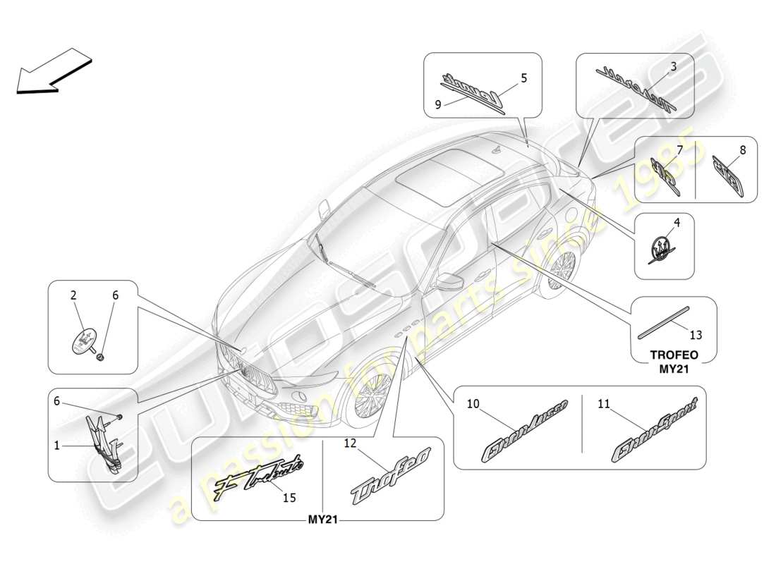 un diagramma delle parti dal catalogo delle parti maserati levante gts (2020)