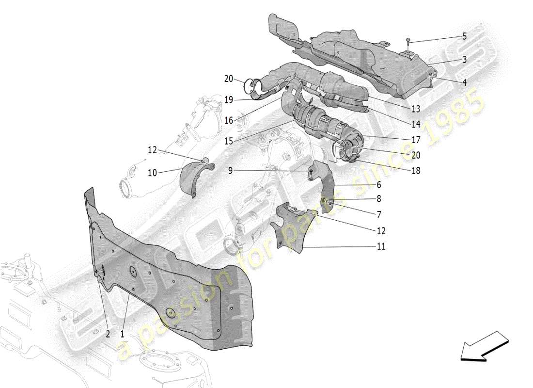 un diagramma delle parti dal catalogo delle parti maserati mc20 (2024)